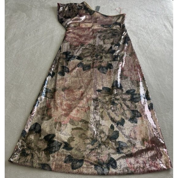 NWT Size M - Porridge One Shoulder Floral Sequin Maxi Dress (NWT US$ 198) - Picture 9 of 16